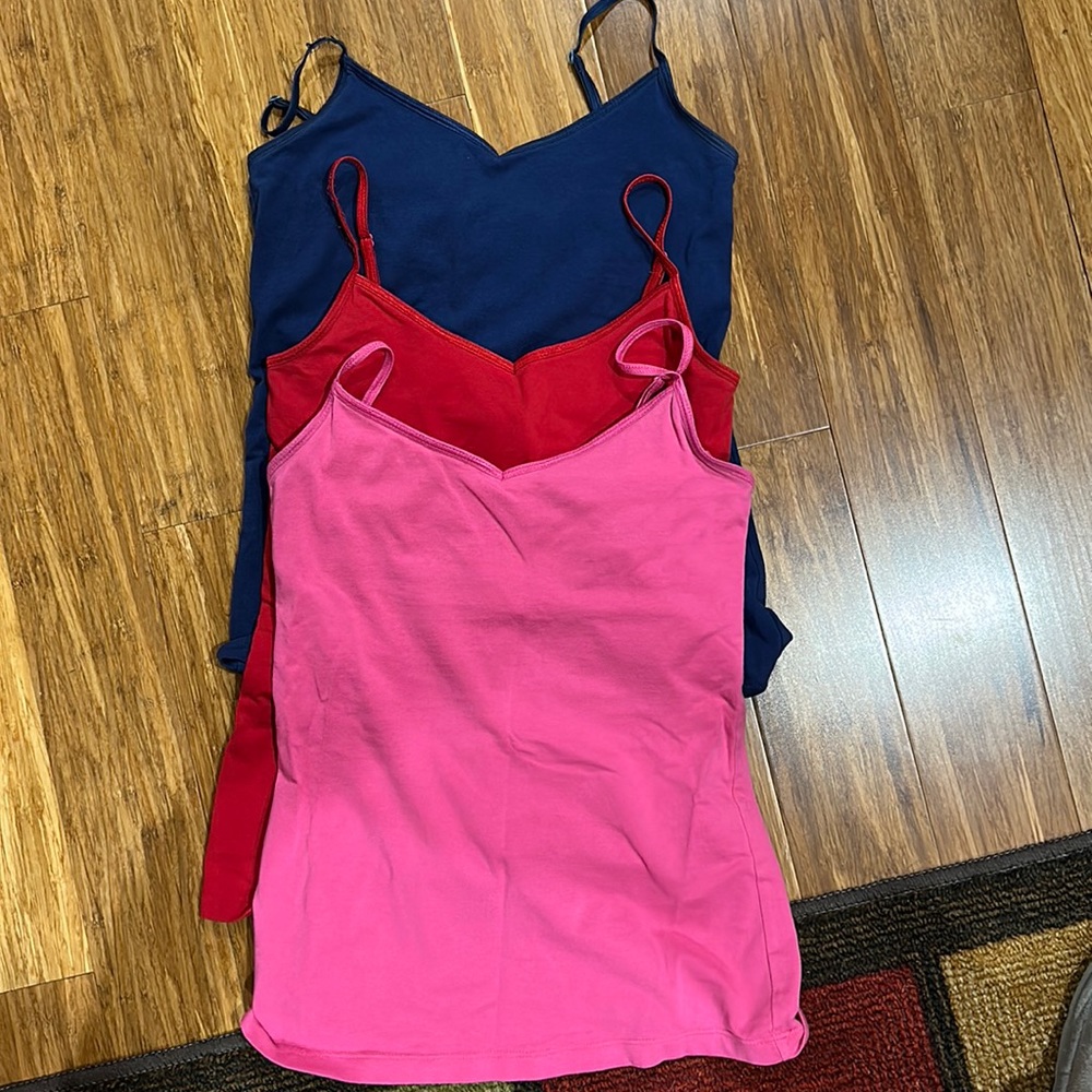 Old Navy Intimates shelf bra camisoles. Blue, Red, and Pink. Size XS